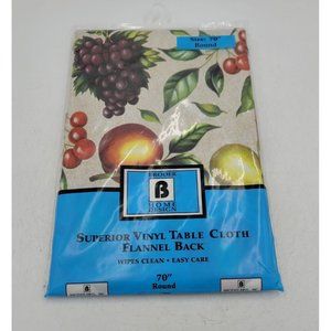 Vinyl Table Cloth Superior Flannel Back Broder Home Design 70" Round New A2
